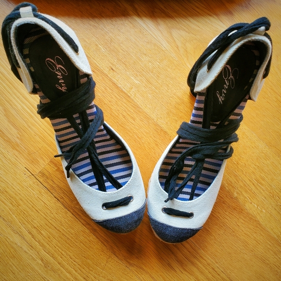 Modcloth Sz 9 Nautical Espadrille Platform Sandals - Picture 3 of 7